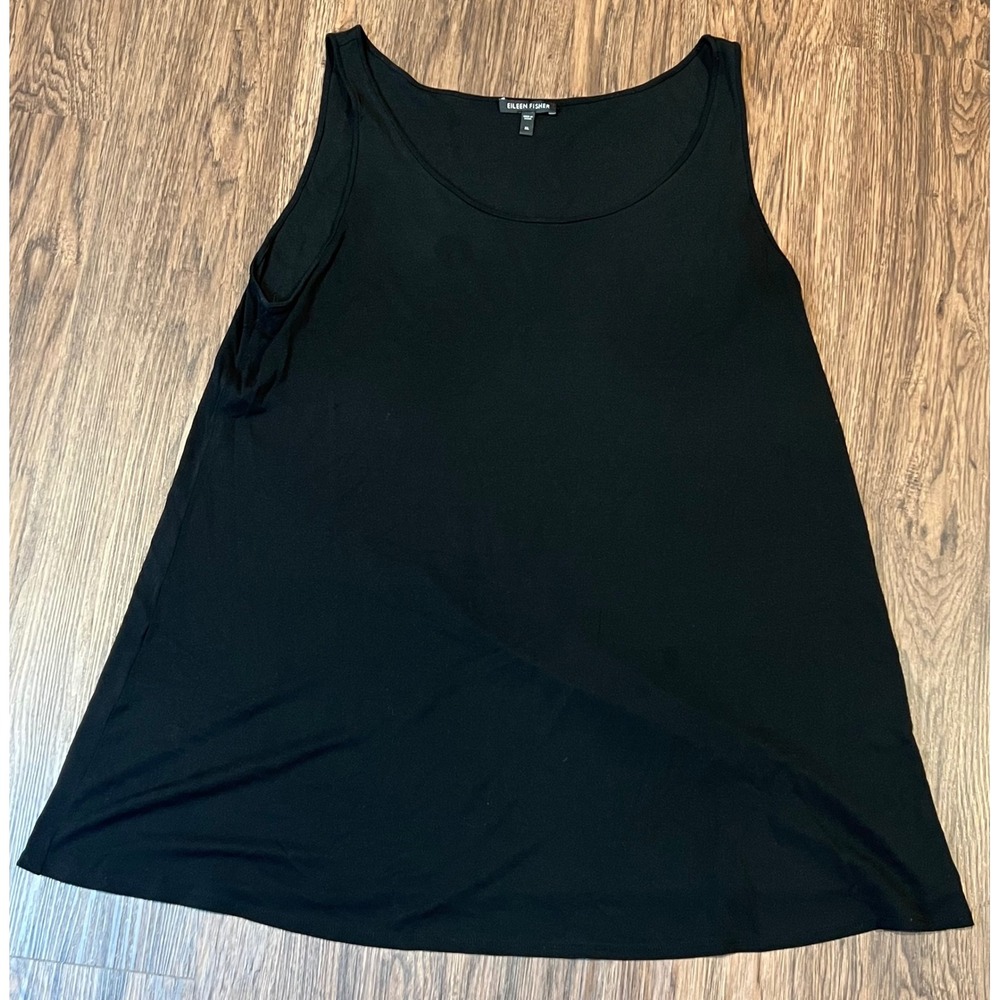 Eileen Fisher Black A-Line Scoop Neck Tank